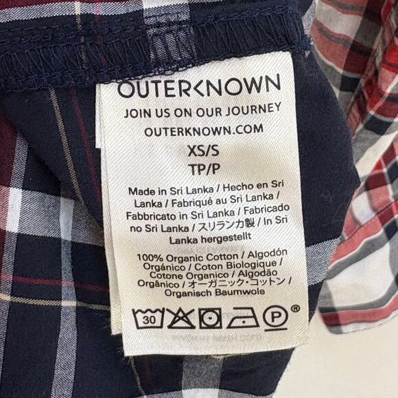 Outerknown Men's Button Up Shirt Size XS Organic Cotton Mixed Plaid Long Sleeve - Picture 4 of 7